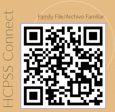 Use a device camera to scan the QR code. Log in with your ParentVue login and password to access your Family File.