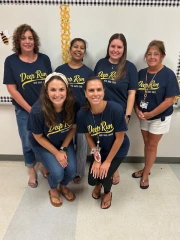 Third Grade Team. Front row from left to right: Kimberly Gregory and Amanda Federline. Back row from left to right: Sharon Cohen, Samirah Jahangir, Caitlin Levine and Sandy Toler.